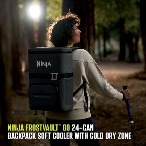 Ninja FrostVault Go Soft Backpack Cooler - Charcoal Gray, 24 Can Variation