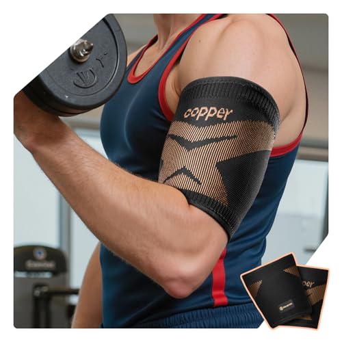 Deep Gold Copper Bicep Tendonitis Brace Large - Upper Arm Compression Sleeve