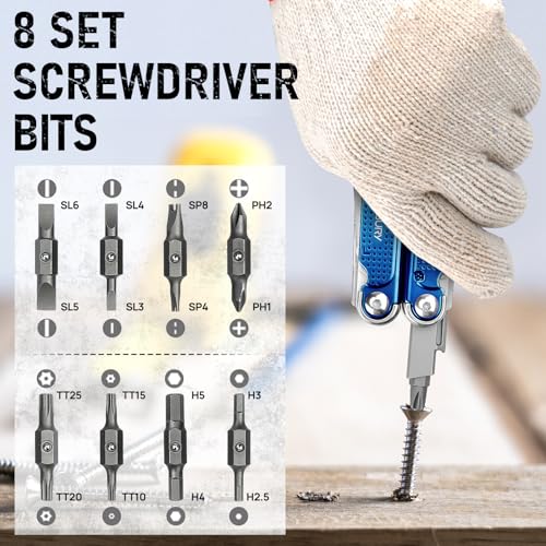 Multitool Pliers with Blue Titanium Handle & 440A Knife - BI2049BL