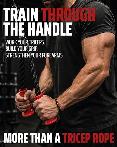 Ergonomic Tricep Rope with Non-Slip Rubber Ends - Cable Machine Attachment
