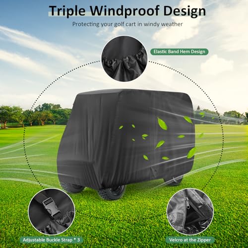 Isamant Waterproof 4/6 Passenger Golf Cart Cover 123" x 56" x 81" for EZGO, Club Car, Yamaha