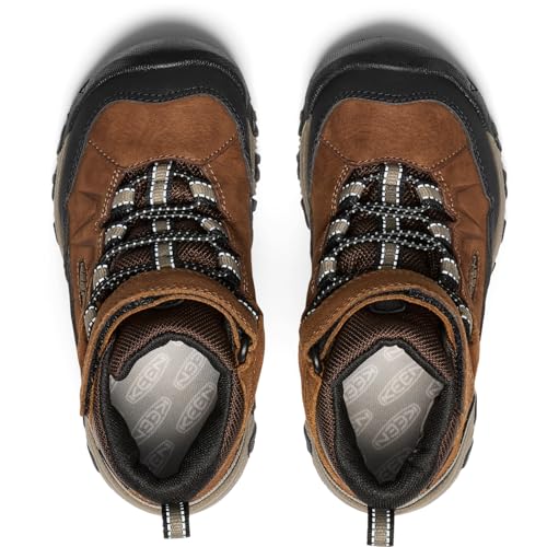 KEEN Kids Targhee 4 Waterproof Hiking Boots for Little & Big Kids – Bison/Brindle, Mid Height, Durable & Comfortable