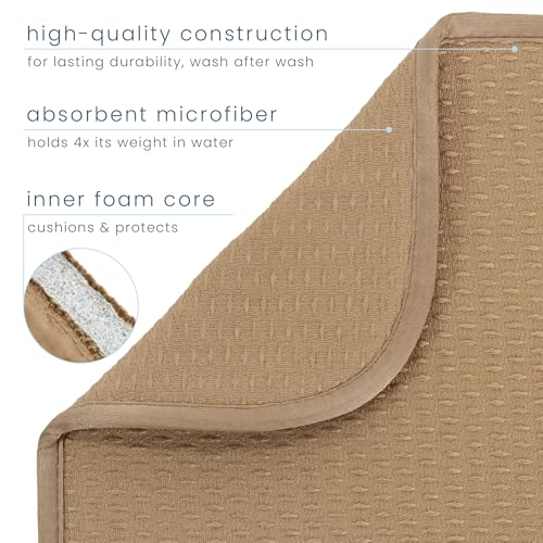 Dish Drying Mat 18x24 Inches Tan Diamond Texture Reversible Kitchen Counter