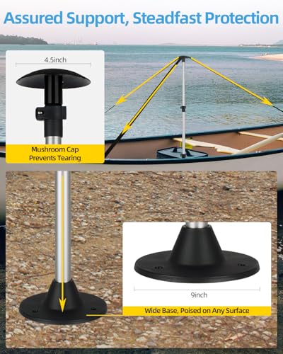 OCEANBROAD Adjustable Aluminum Boat Cover Support Poles 2-Pack Black