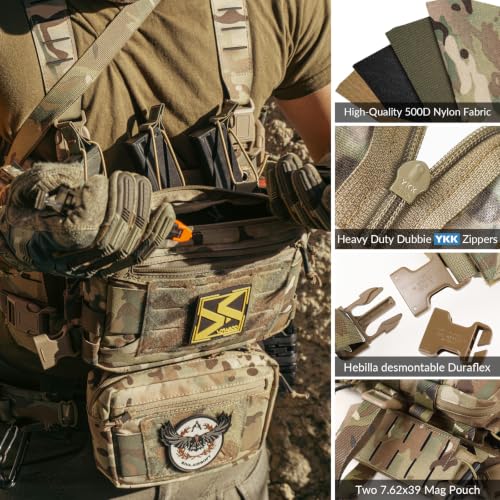 VOTAGOO Mc Tactical Chest Rig with 5.56/7.62 Magazine Pouches - Modular & Adjustable