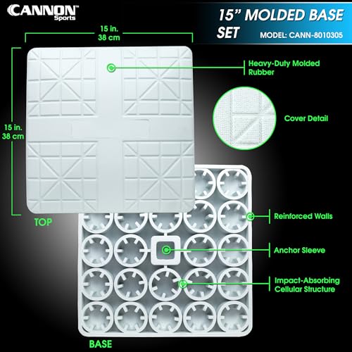 White Baseball & Softball Base Set - 3 Molded 15 In. Bases with Waffle Bottom & Anchors