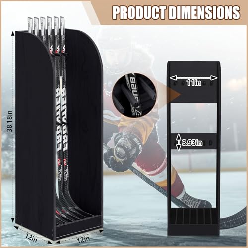 Vertical Hockey Stick Organizer Rack for 7 Sticks - Black