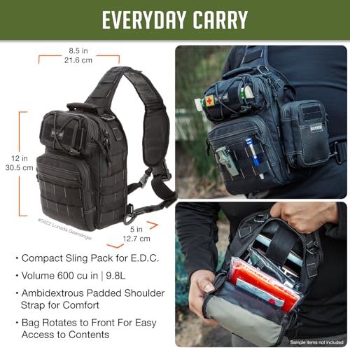 Maxpedition Lunada Gearslinger Black - Compact Tactical Shoulder Bag