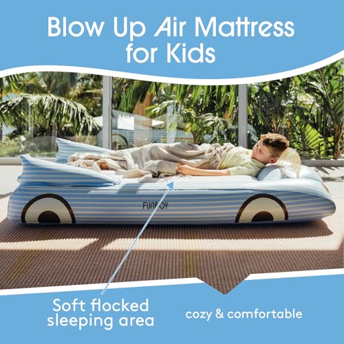 FUNBOY Kids Blue Inflatable Travel Bed & Mattress Twin - Sleepover Ready