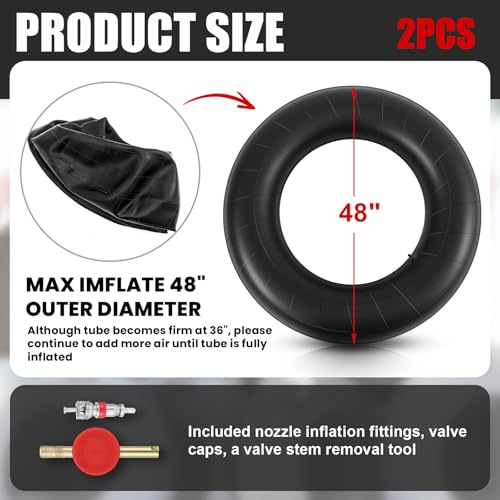 BBTO 2 Pack Inflatable River Tubes 48 Inch Heavy Duty Rubber Pool Floats for Adults