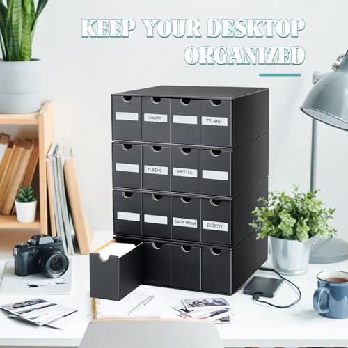 Trading Card Storage Box Organizer 4 Row Black - 16 Small Compartments