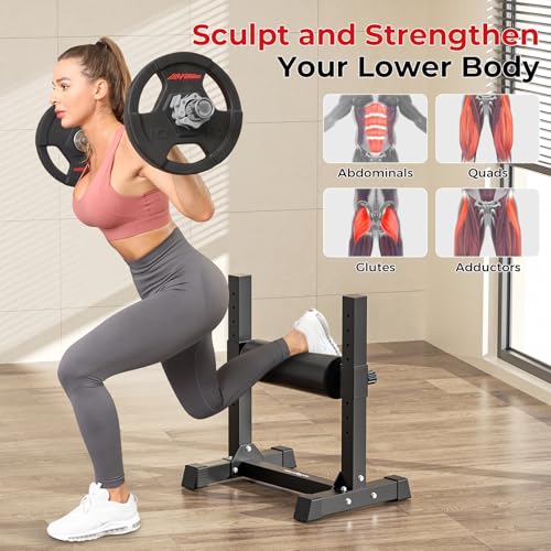 Black BODYRHYTHM Bulgarian Split Squat Stand with 9 Adjustable Heights, Single Leg Workout Equipment