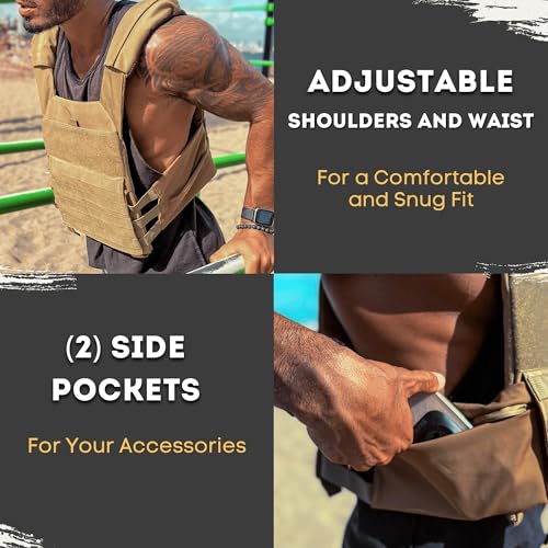 Black Polyfit Fortify Weighted Vest for Men & Women - Adjustable Workout Vest