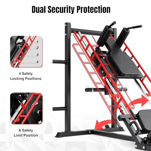 Dripex Leg Press Hack Squat Machine Combo - Classic Red, 2-in-1 Home Gym Equipment