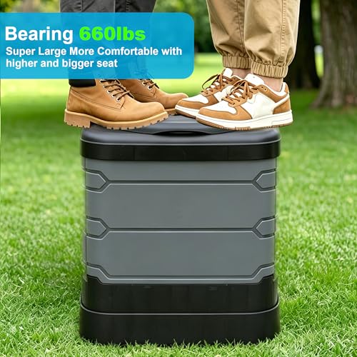 Heavy Duty Portable Camping Toilet - Foldable Luggable Loo for Adults, 17.1"H, 660LBS Capacity