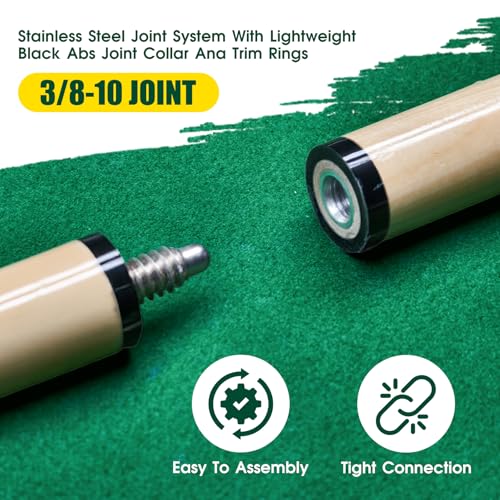 58-Inch Pool Cue Set 2 Pieces 20 Oz Heavy Duty Billiard Cues - Portable & Durable