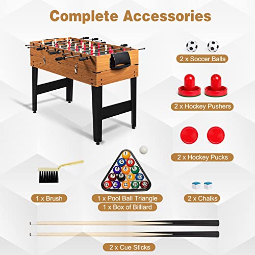 Goplus 48-Inch 3-in-1 Multi-Game Table for Family & Party Entertainment