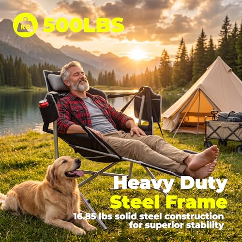 HOMECALL Black Heavy Duty Hammock Camping Chair with Footrest, 500LB Support