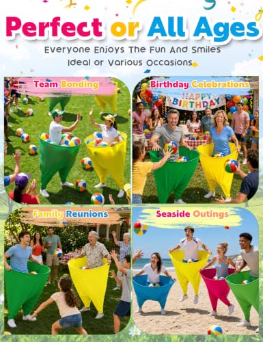 Outdoor Granny Pants Yard Game Set - 8 Color Variations with Balls & Pumps, Backyard Fun