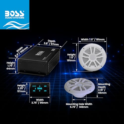 Boss ASK904B.64 Marine Bluetooth 6.5-Inch Speaker & Amplifier Package - 4-Piece System