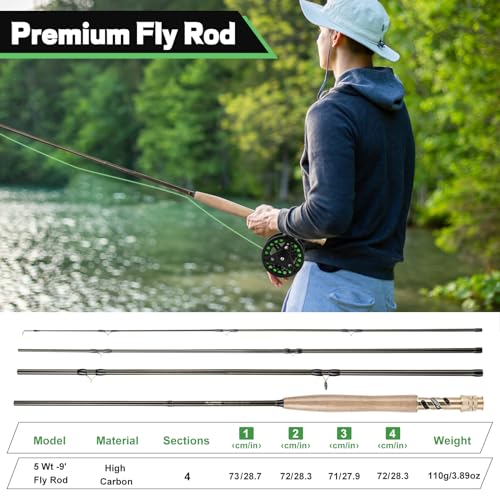 Fly Fishing Rod and Reel Combo Kit - 5 Wt 9' for Beginners with Accessories