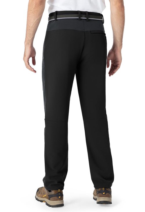 Rdruko Men's Snow Pants Waterproof Insulated Fleece Lined Ski Hiking Snowboard Winter Pants with Pockets, Black, US 34