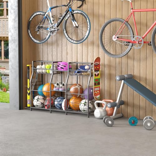 Sports Equipment Storage Rack with Bat Holder for Garage & Gym