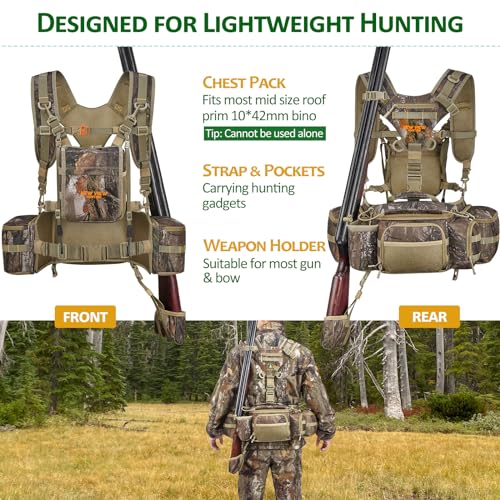 NEW VIEW Hunting Fanny Pack for Men with Rifle & Bow Holder - Camouflage Waist Pack & Chest Pack Upgrade