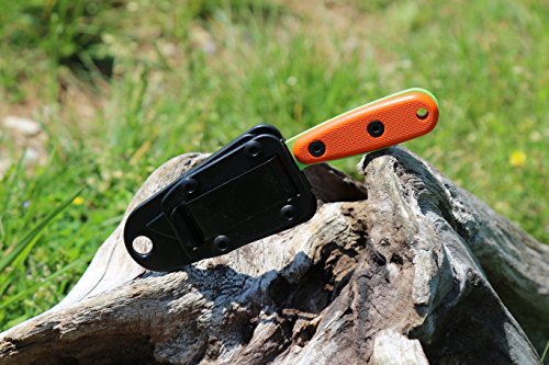 Fixed Blade Survival Knife with Green Venom Steel & Orange G10 Handles