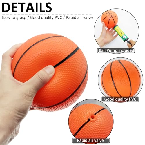 Orange Mini Basketball Balls Set - 5 Inch Bulk Pack with Pump