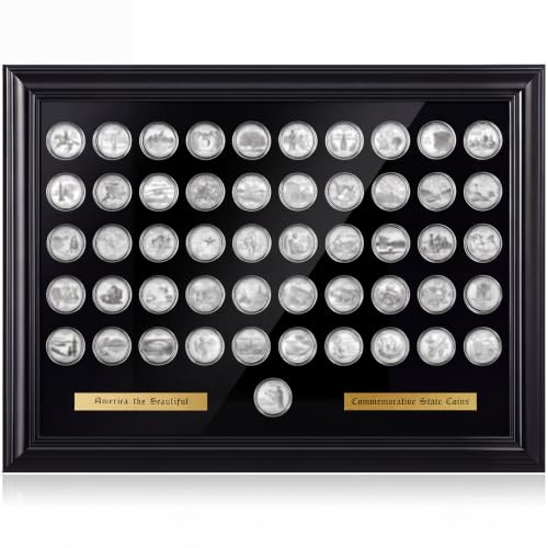 Black 16x12 Inch Silipull 51 Quarters Coin Display Case with Airtight Capsules
