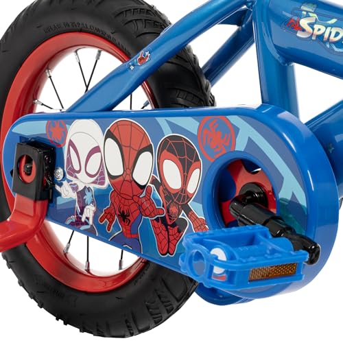 Kids Blue Spider-Man Bike 12 Inch with Training Wheels & Safety Features - Easy Assembly