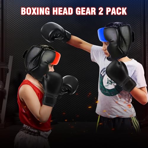 Kids Boxing Headgear 2 Pack & 1 Pack - Small-Medium Red & Blue - Sparring Safety Gear