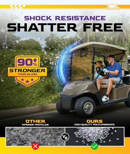 Tinted Foldable Golf Cart Windshield for EZGO RXV 2008-UP - Heavy Duty Hinges, UV & Impact Resistant, 5MM PC Material, 1-1/4" Struts Rail