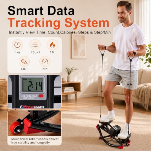 U-Track Low-Impact Exercise Stepper with Resistance Bands & Massage Pedals
