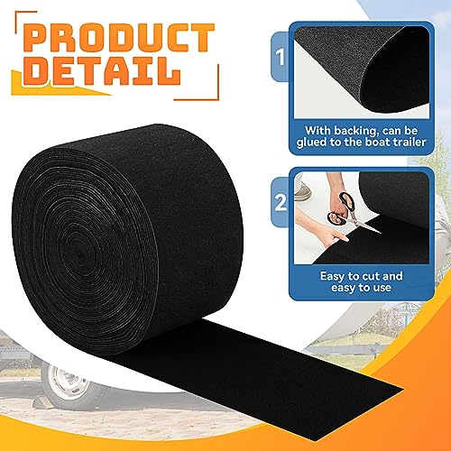 Timgle Boat Trailer Bunk Carpet - 12 in x 118 ft, 6mm Thick Black Marine Carpet