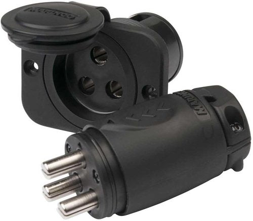 Marinco Trolling Motor Plug & Receptacle Kit - 70 Amp DC Electrical Connector for 12/24/36/48V Systems - Black