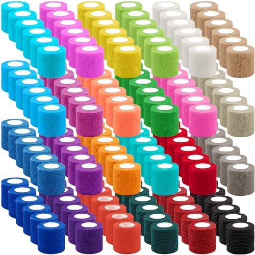 Multicolor 2 Inch Self-Adherent Elastic Bandage Wrap - 144 Rolls for First Aid & Sports