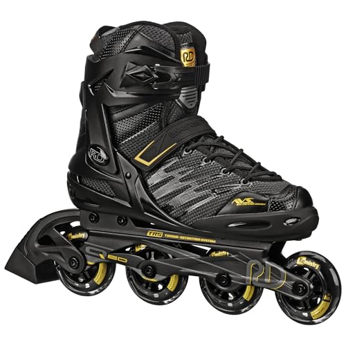 Men's Inline Skates with Comfort Padding & Speed Wheels - Black/Gold US 12