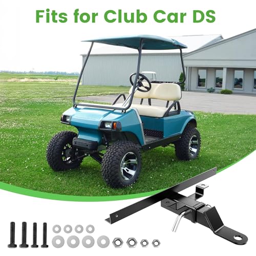 10L0L Golf Cart Trailer Hitch for Club Car DS 1982+ Rear Seat, Rust-Resistant Black