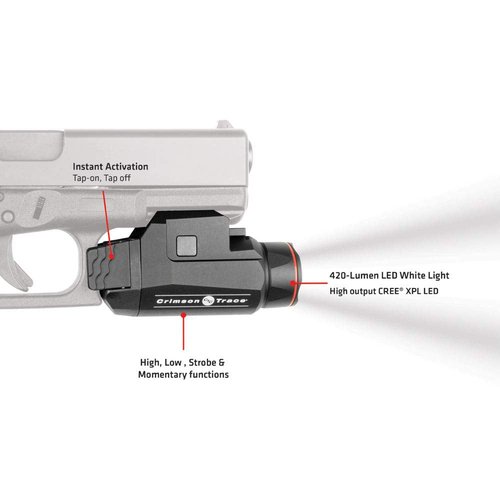 Crimson Trace CMR-208 Universal Rail Master Tactical Light with 2 Mode Flashlight and Instant Activation for Pic Rail Mounts, Shooting, Competition and Range , Black
