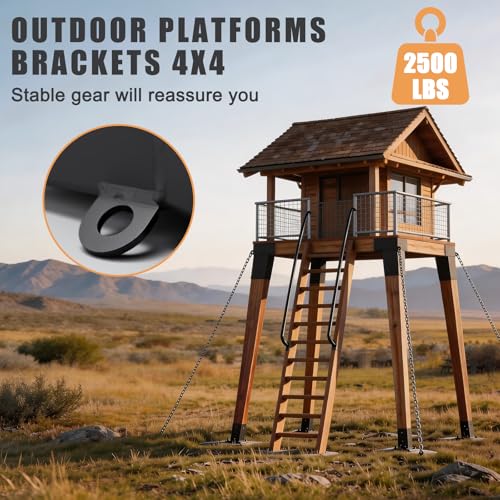GURONG 4 Pcs Heavy Duty Deer Stand Brackets 4x4 for Tree Houses & Outdoor Platforms - Black-1set