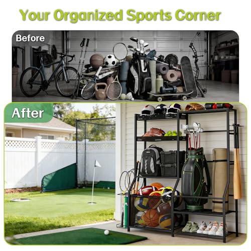Insdiy Extra Large Black Garage Sports Equipment & Golf Bag Organizer