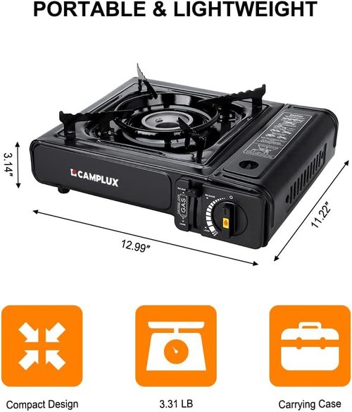 Camplux Dual Fuel Propane & Butane Stove - Portable Camping Stove with Carrying Case & CSA Certification