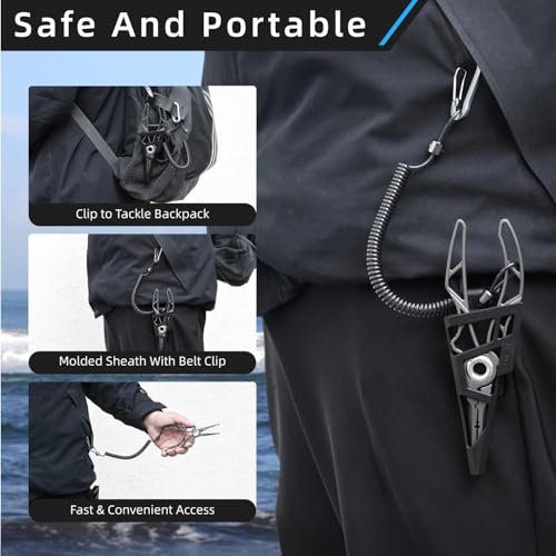 7-Inch Fishing Pliers with Titanium Coating Saltwater-Resistant Line Cutter & Hook Remover