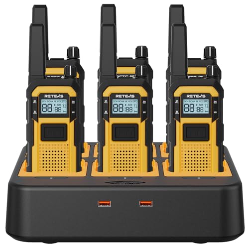 Retevis RB48 Walkie Talkies for Adults 6 Pack with Multi-Unit Charger - Long Range Rugged Two-Way Radios