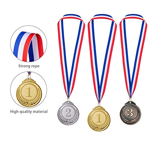 96-Piece Metal Award Medals Set for Sports and Competitions - Gold, Silver & Bronze with Ribbons