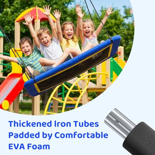 60-Inch Rectangle Tree Swing for Kids & Adults, Waterproof Textilene, Adjustable Straps - Blue 02