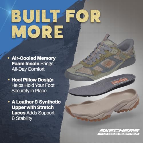 Skechers Mens Vigor AT Slip-On Sneakers Olive/Gray - Trail & Casual Shoes