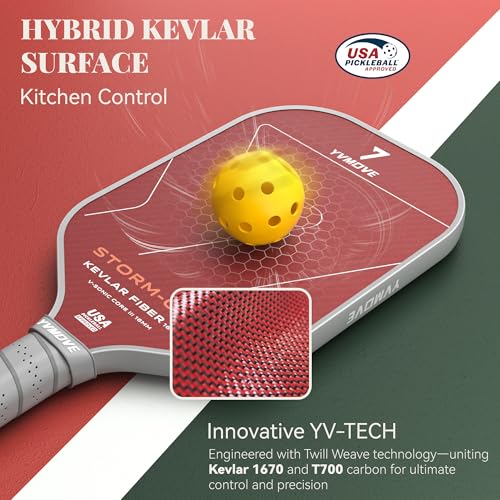 YVMOVE T700 Kevlar Carbon Fiber Pickleball Paddle - USAPA Approved, Flame Variant